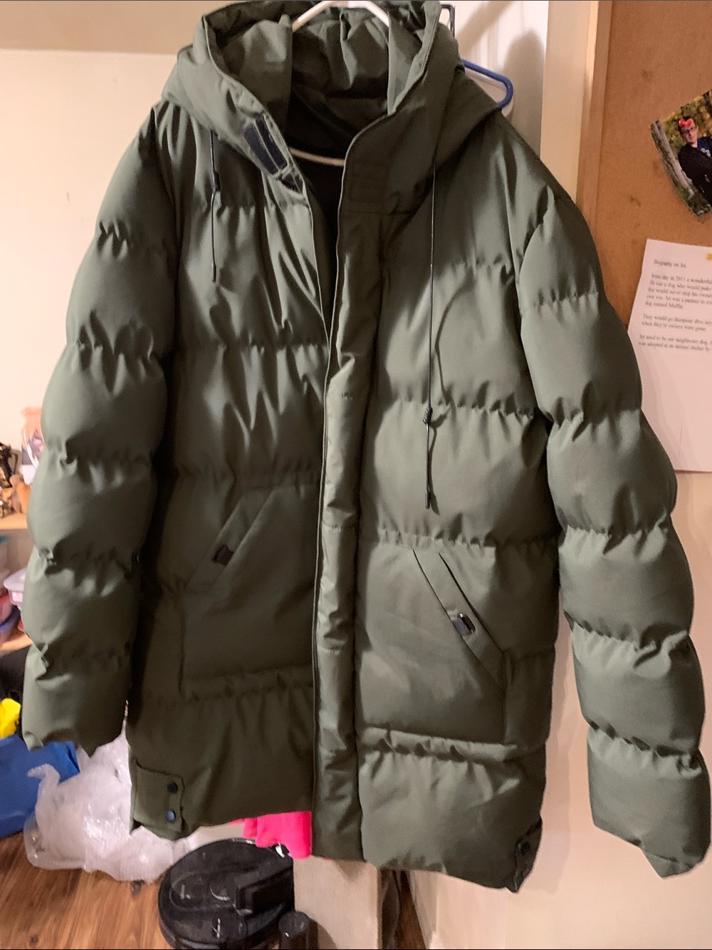 Men's Hooded Olive Green Puffer Jacket
